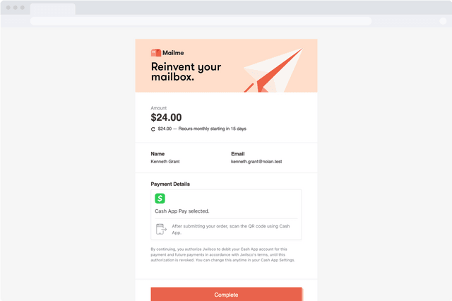 Mailme custom MoonClerk checkout design